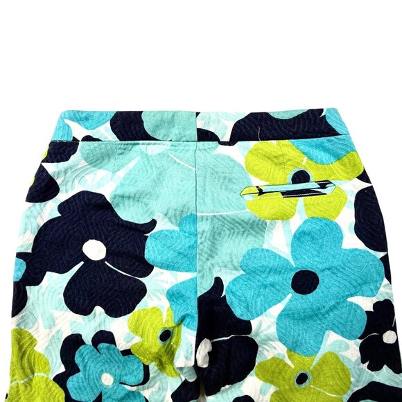 Lilly Pulitzer Big Floral Print Ankle Pants Lime Green/Turquoise 28" x 28" - Picture 7 of 9